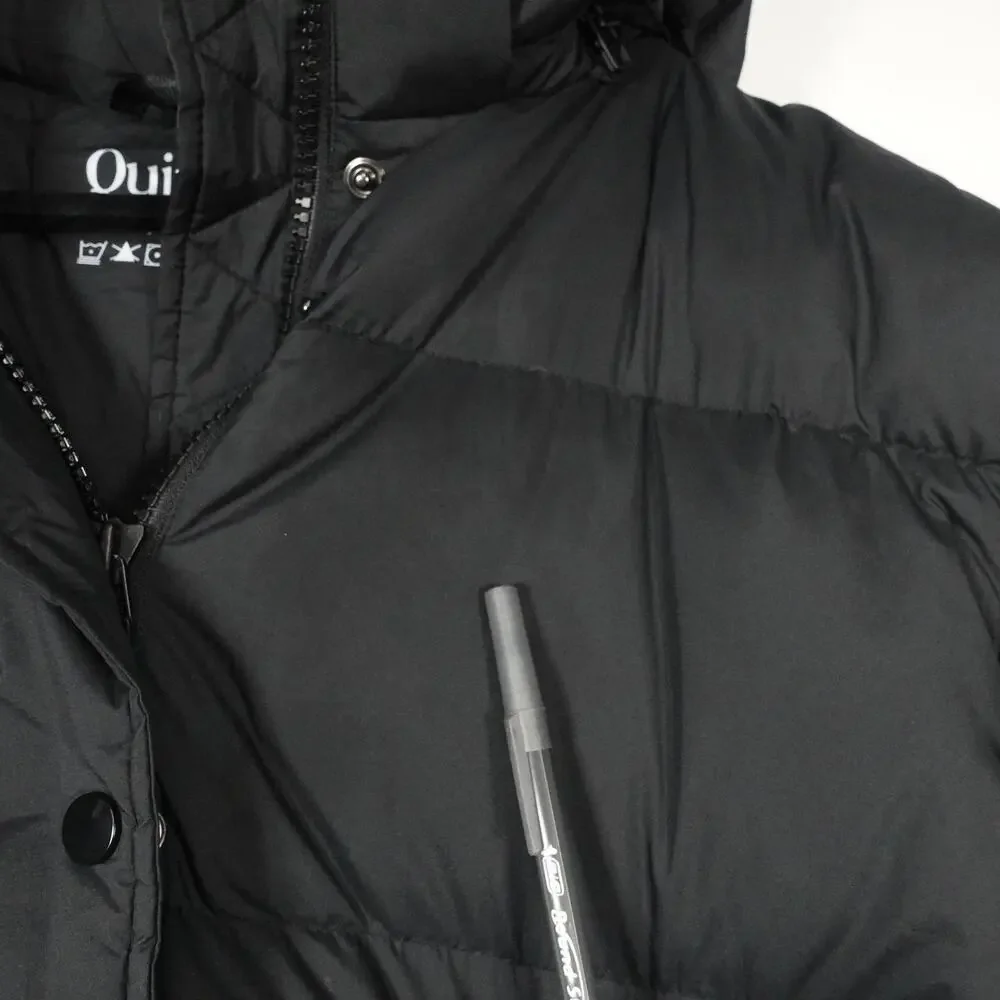 Damaged Quince Women's XL Responsible Down Long Puffer Jacket Hooded Black $200